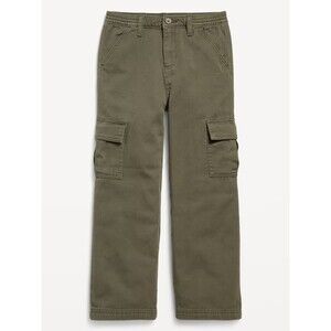 Old Navy Girls Large Baggy Cargo Pants Alpine Tundra Green Elastic Waist Pockets
